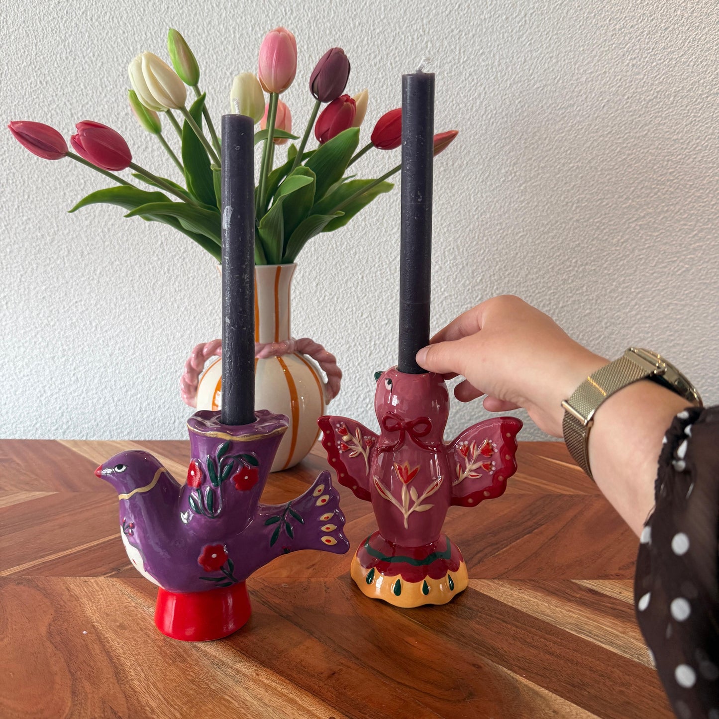 Dove - Vogelkandelaar met dinerkaars